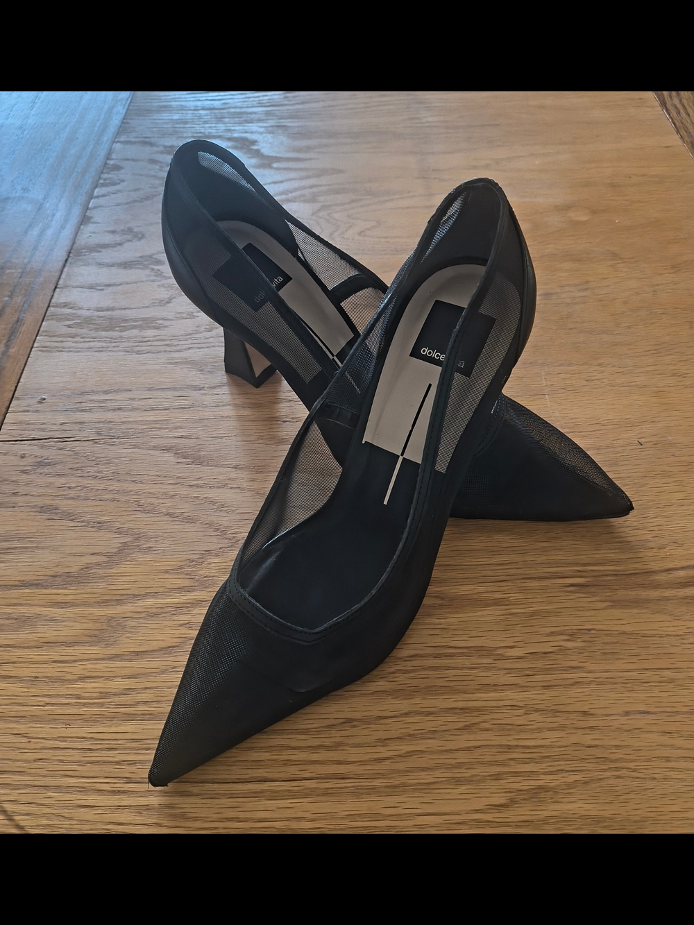 Dolce Vita Black Pointed Mesh Slingback Pumps